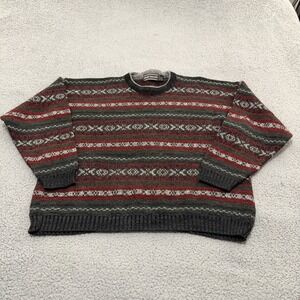 David Taylor Vintage Fair Isle Knit Sweater Mens XL Green Red Made in USA